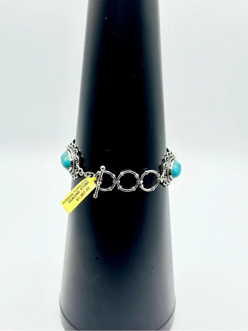 Sterling Silver Persian Turquoise Natural Genstone Bracelet
